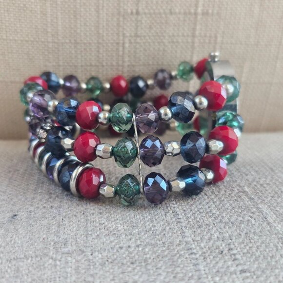 Holidays Season Theme Wristwatch Multi Color Beads Bracelet Analog Quartz Watach - Picture 8 of 11